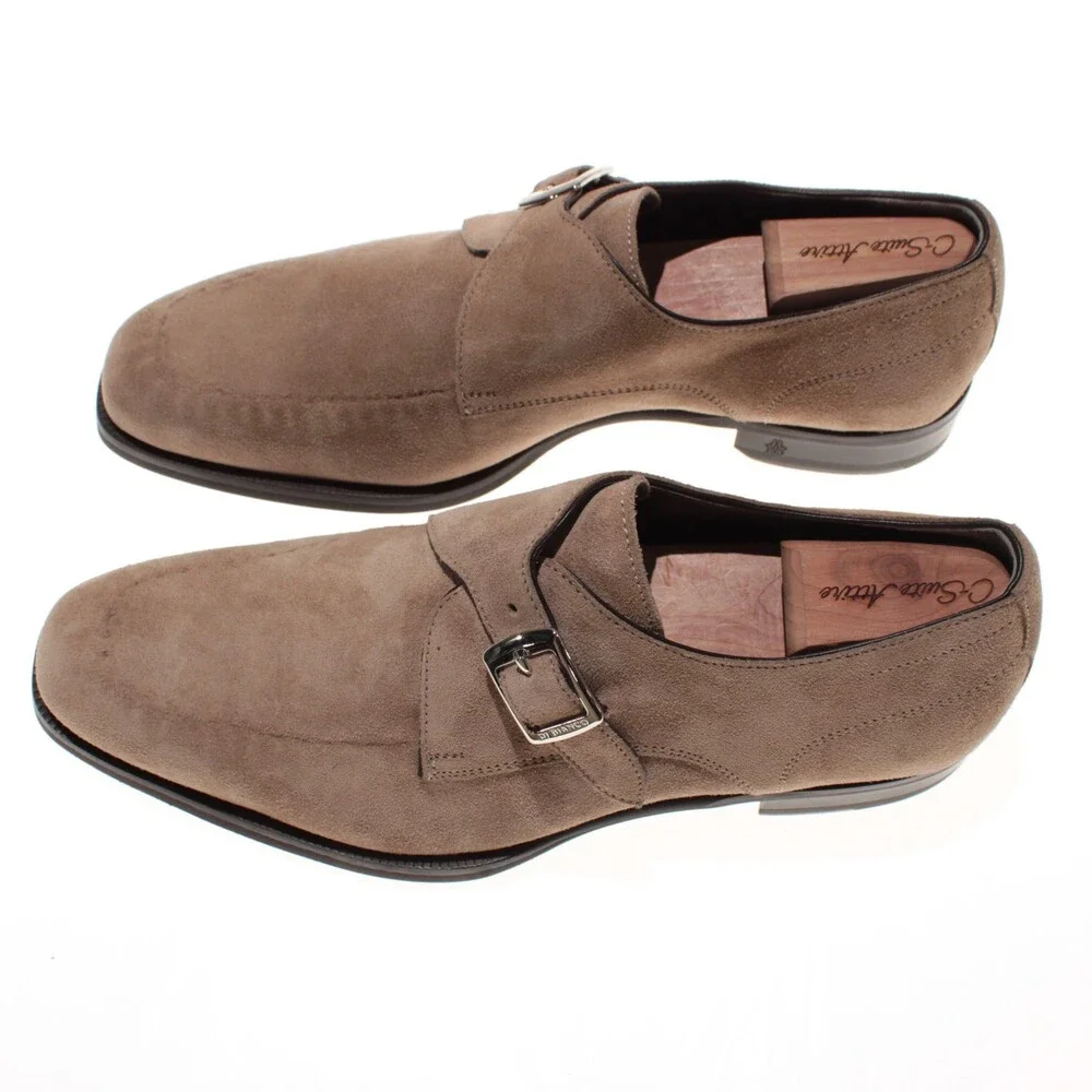 Di Bianco NWD Single Monk Strap Dress Shoes Size 42.5 (US 9.5) in Brown Suede